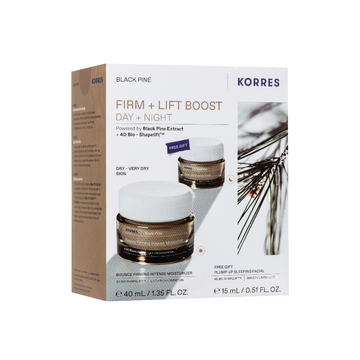 Korres Promo Black Pine Σύσφιξη + Lifting Κρέμα Ημέρας για Ξηρές – Πολύ Ξηρές Επιδερμίδες 40ml & ΔΩΡΟ Black Pine Σύσφιξη + Lifting Κρέμα Νύχτας 15ml